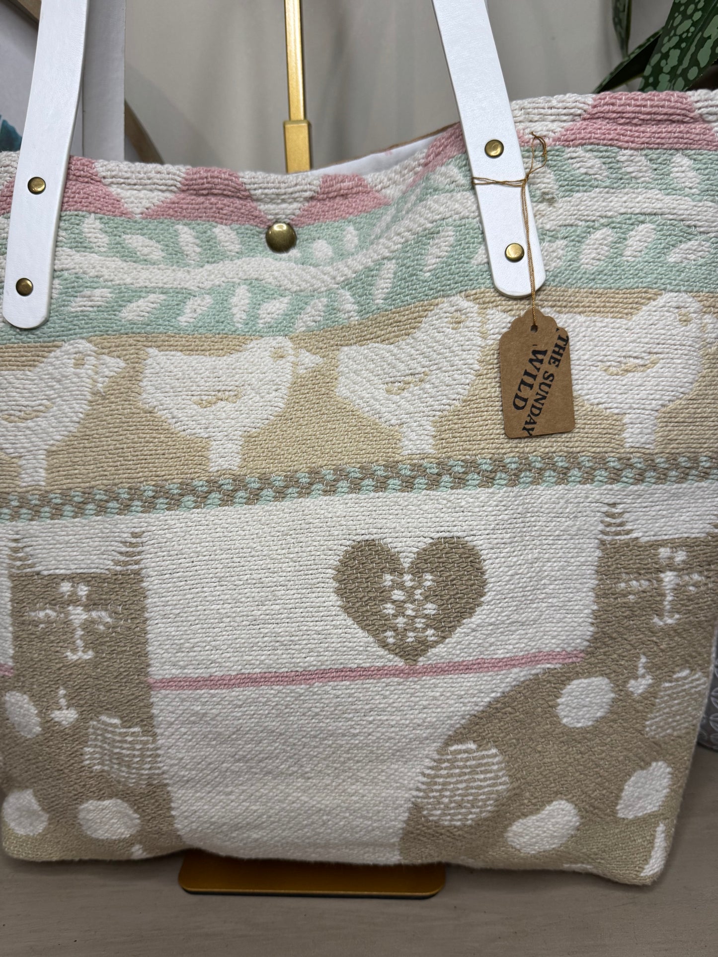 Cats & Chicks Tapestry - Up-cycled Tote