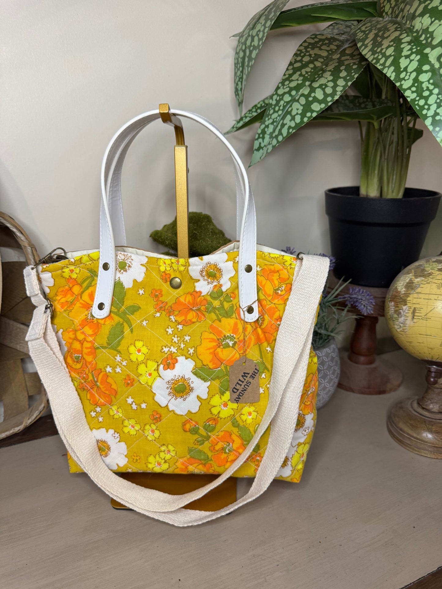 Retro Floral - Up-cycled Tote/Crossbody