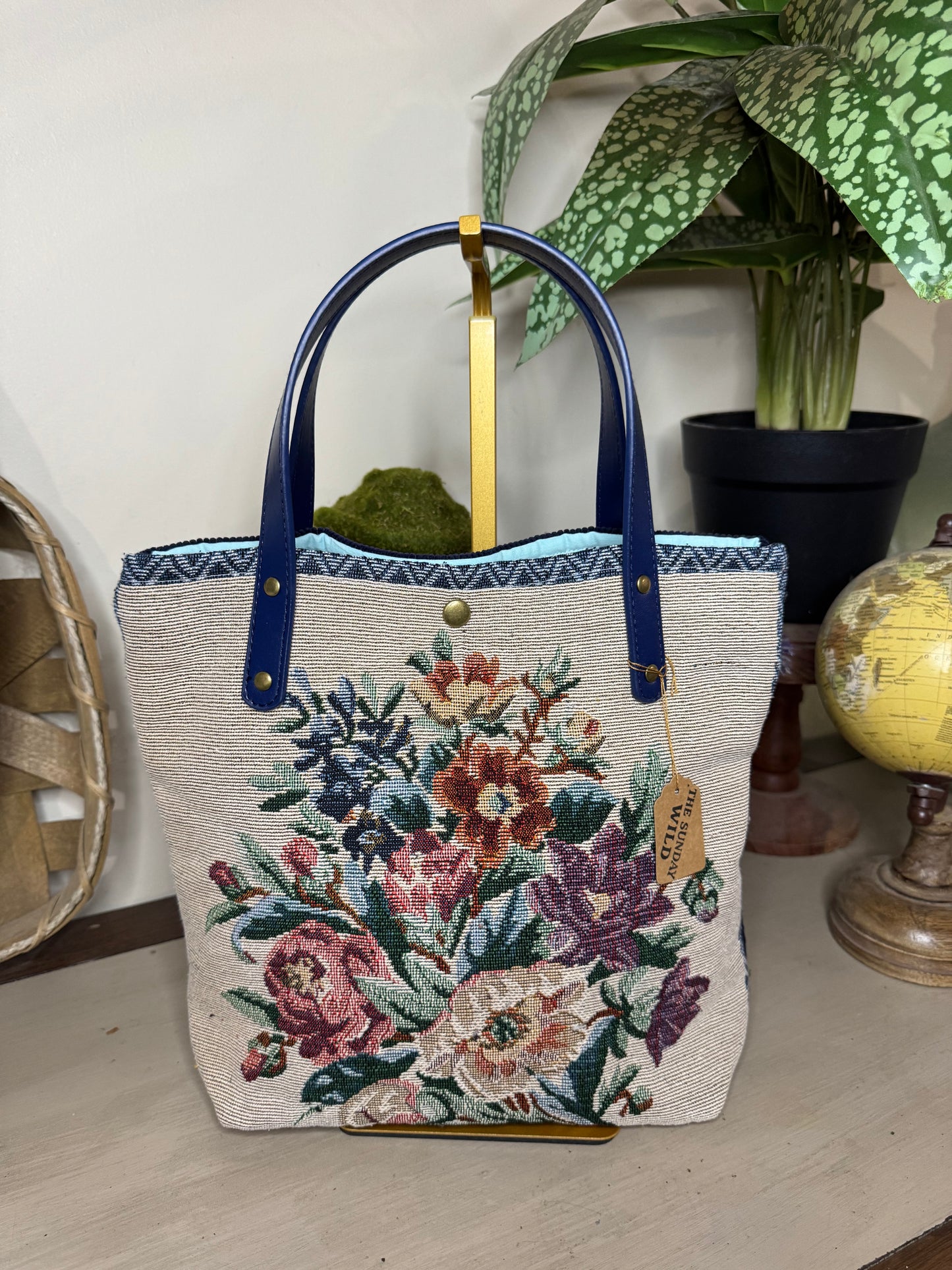 Bouquet Tapestry - Up-cycled Tote/Crossbody