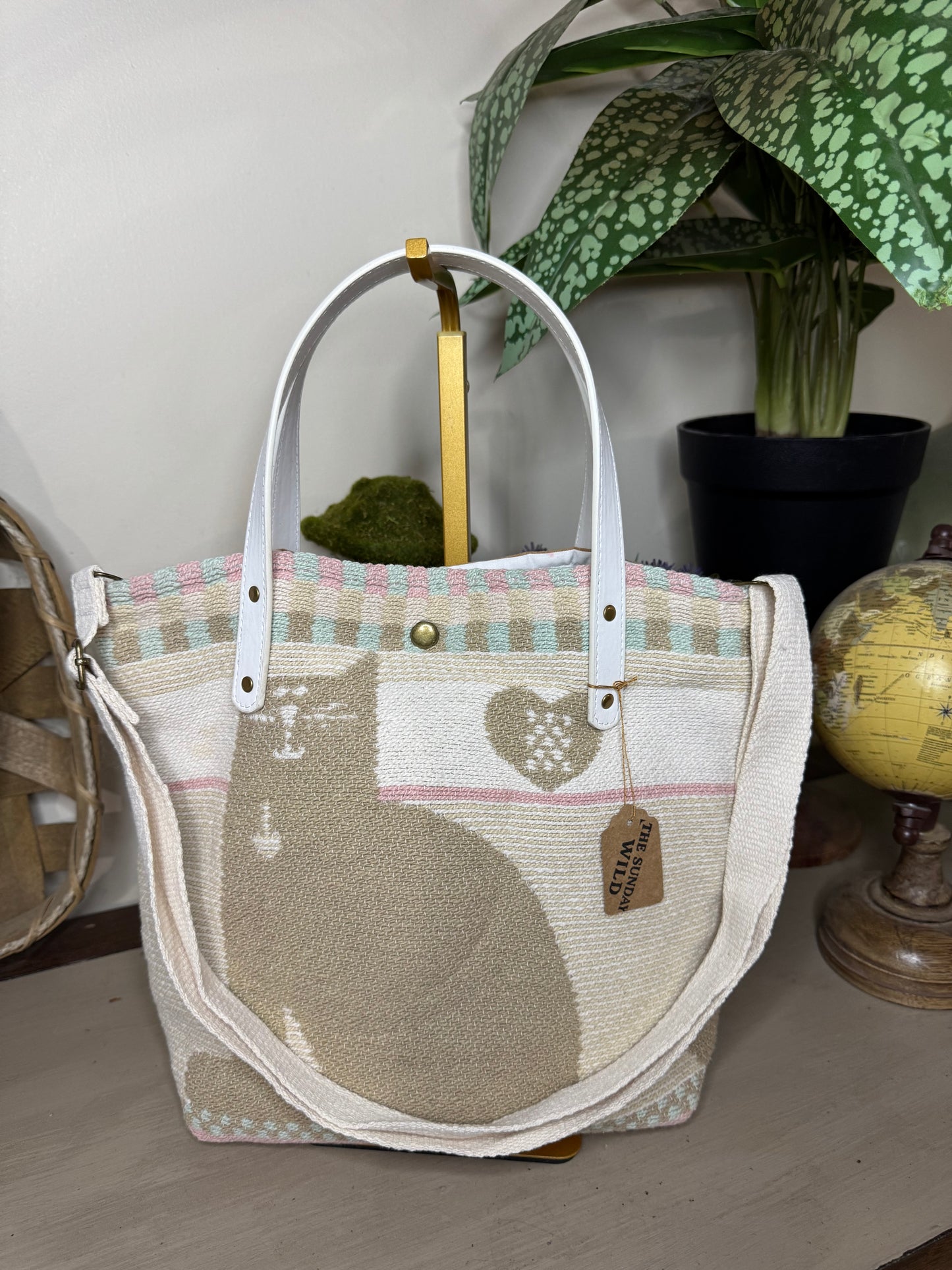 Cat Tapestry - Up-cycled Tote/Crossbody