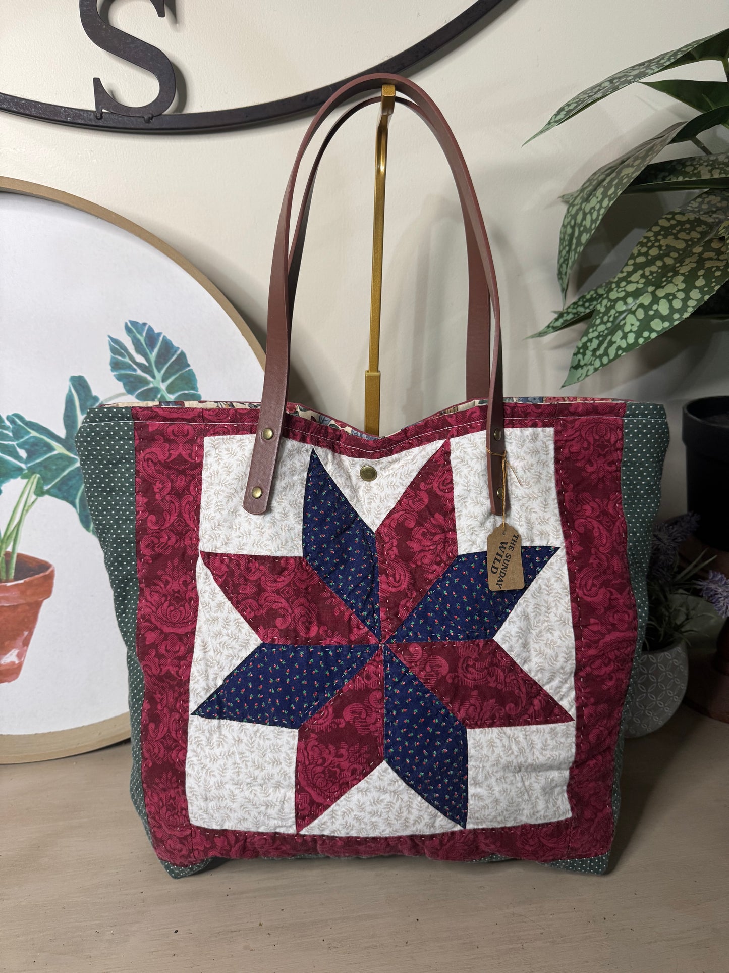 Quilted Star - Up-cycled Tote