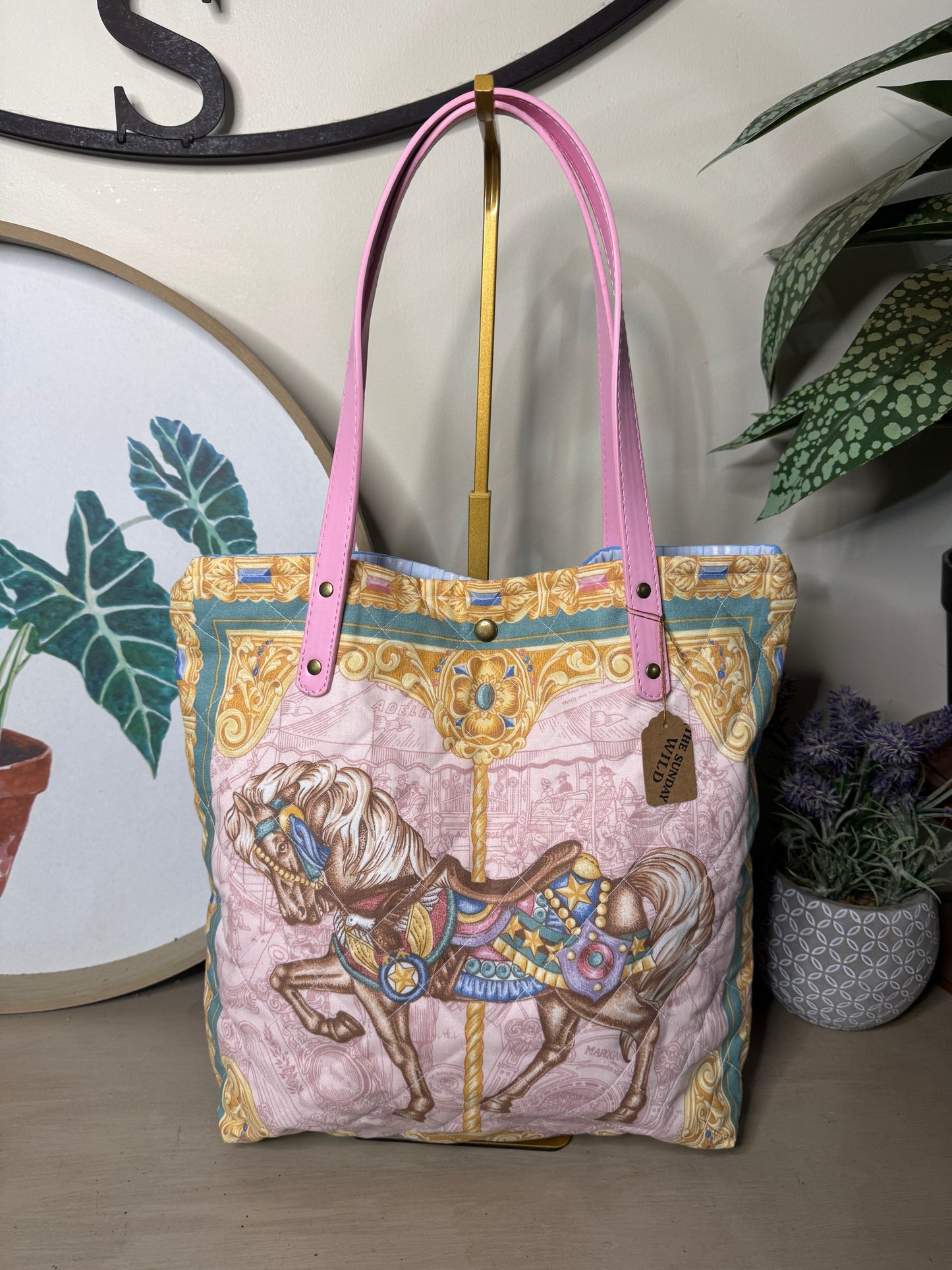 Vintage Carousel - Up-cycled Tote