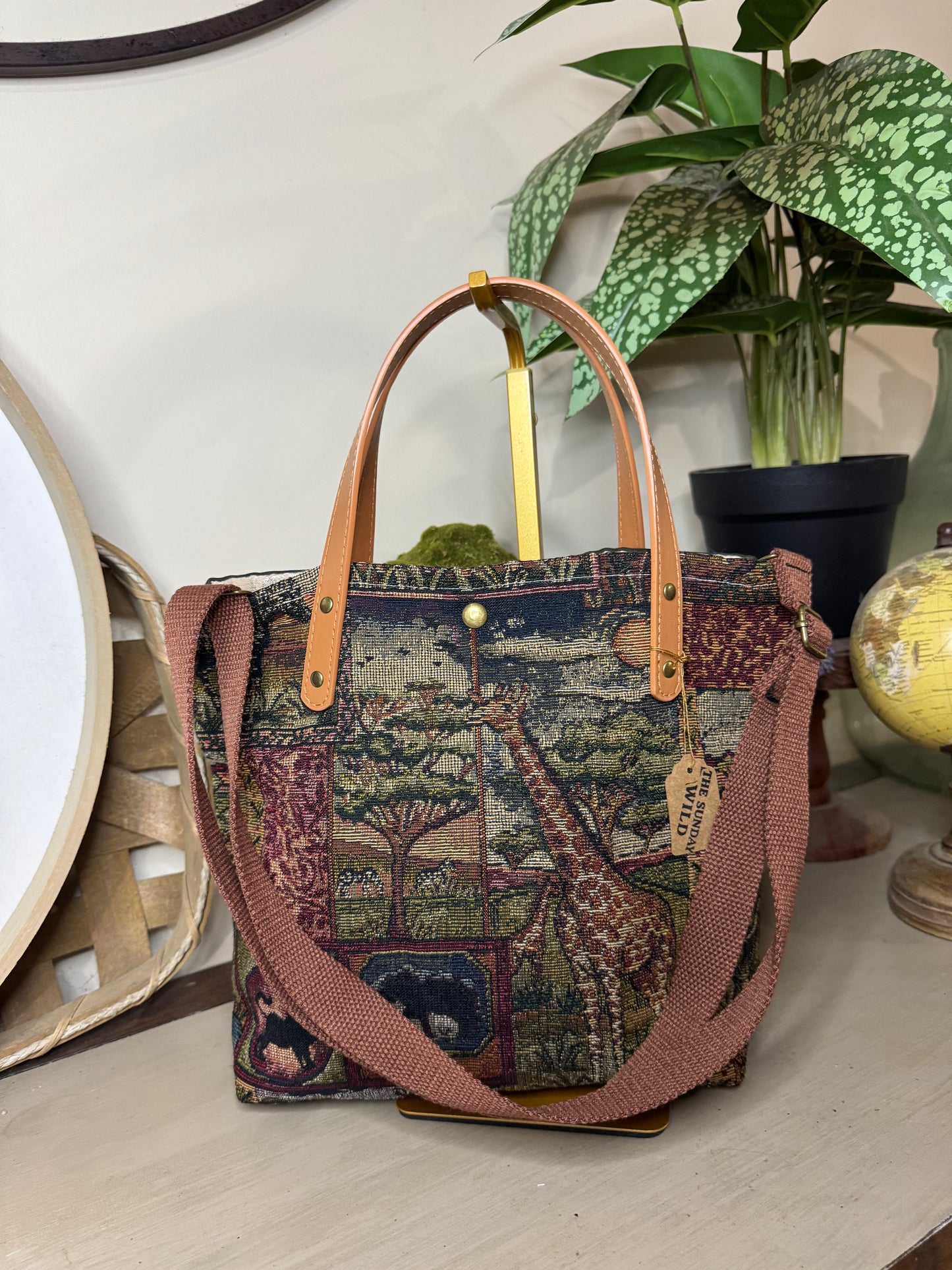 Safari Tapestry - Up-cycled Tote/Crossbody