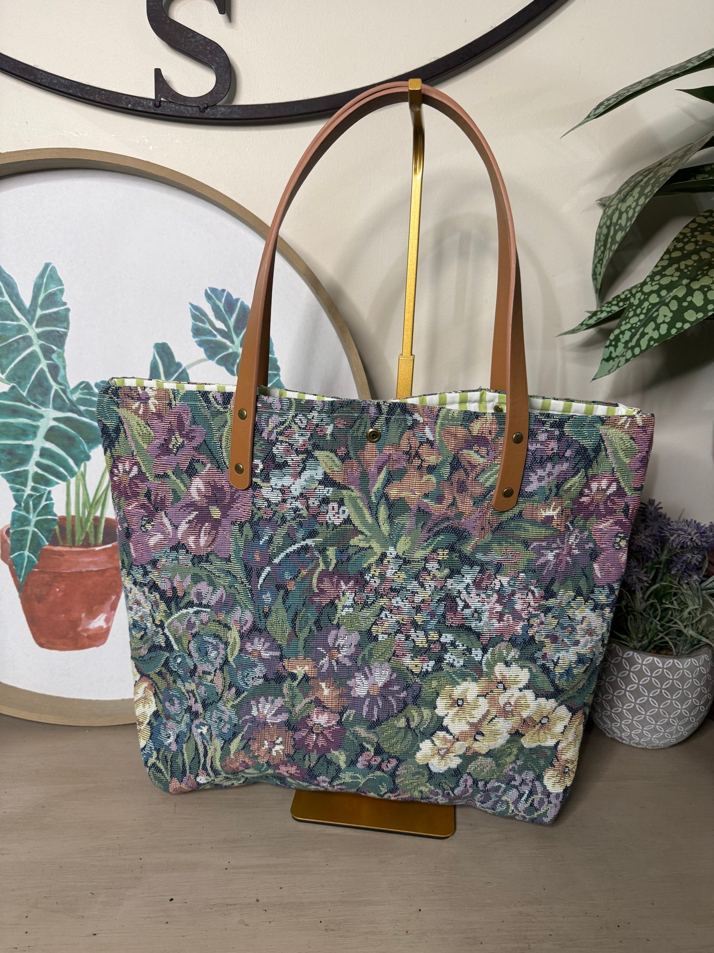 Floral Tapestry - Up-cycled Tote