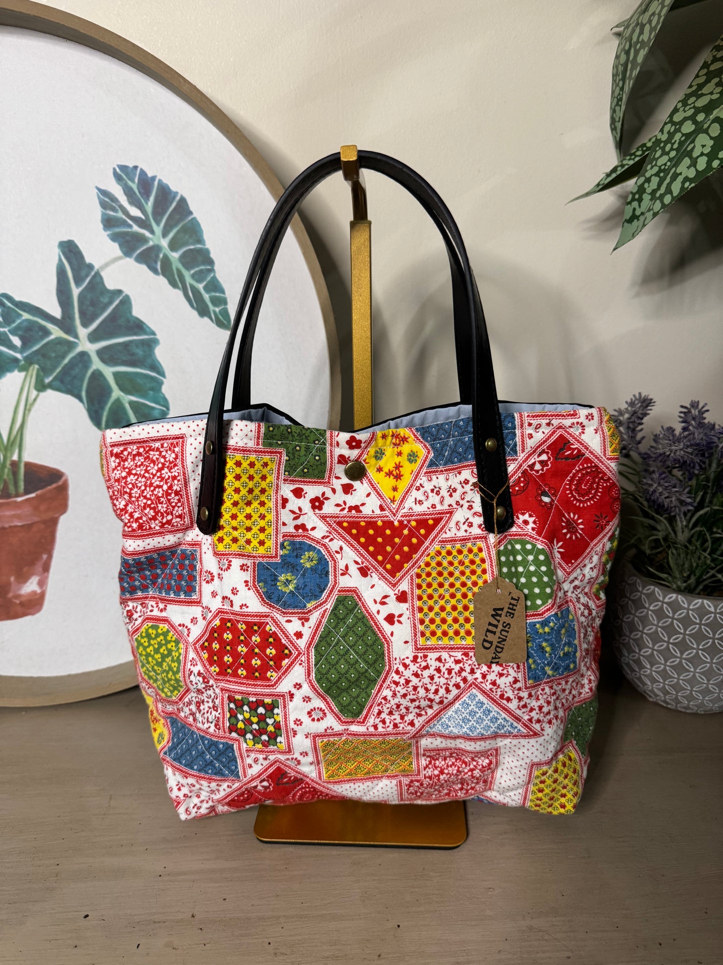 Vintage Picnic - Up-cycled Tote/Crossbody
