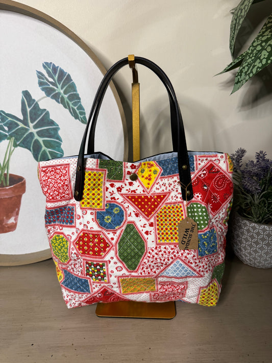 Vintage Picnic - Up-cycled Tote/Crossbody