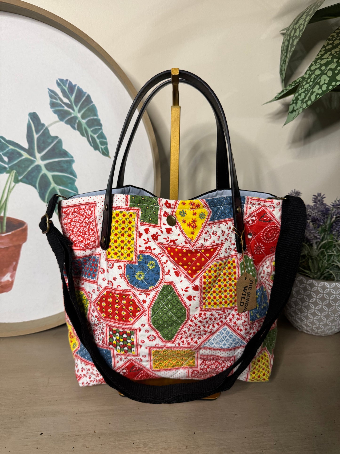 Vintage Picnic - Up-cycled Tote/Crossbody