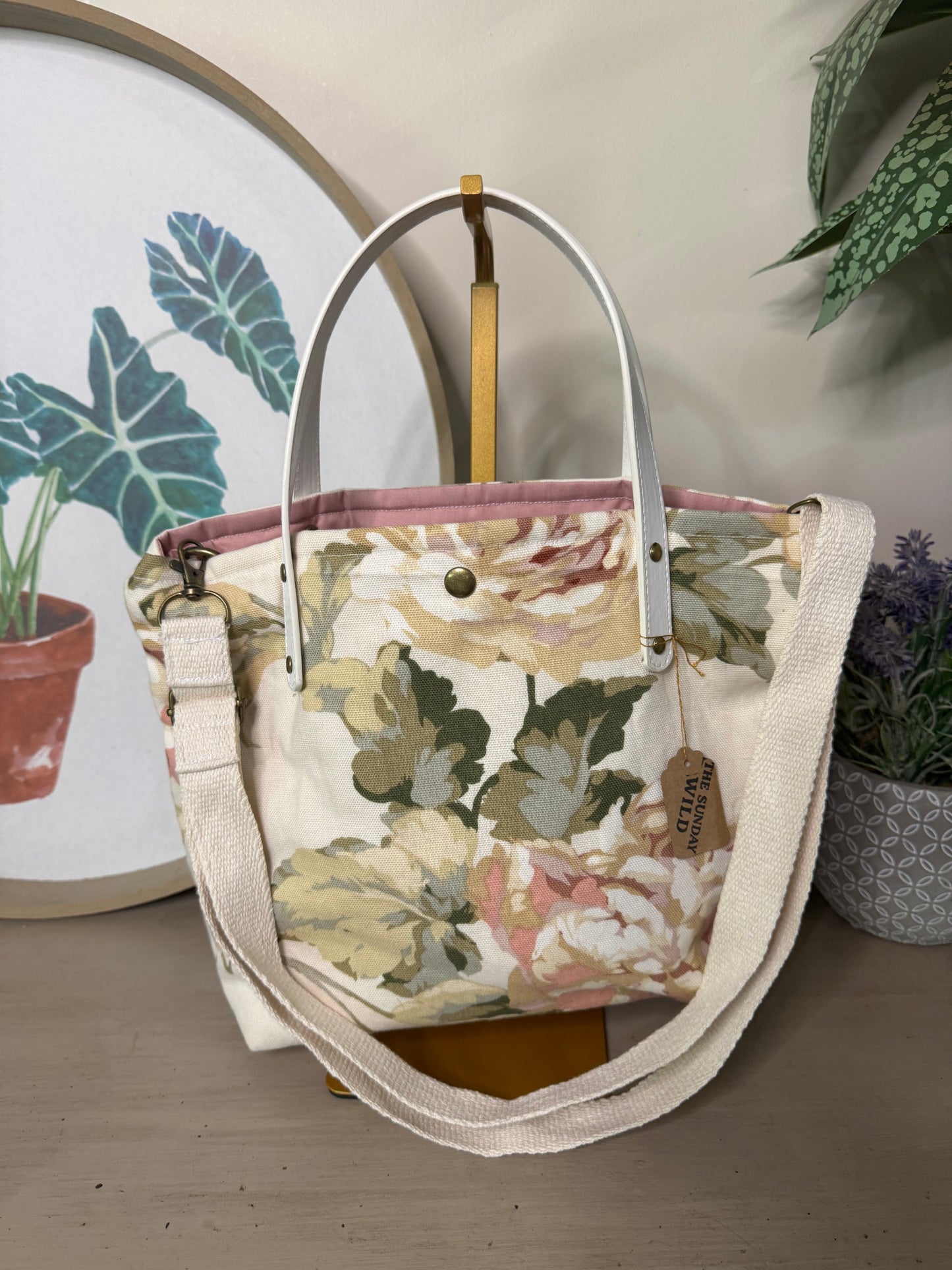 Light Floral - Up-cycled Tote/Crossbody