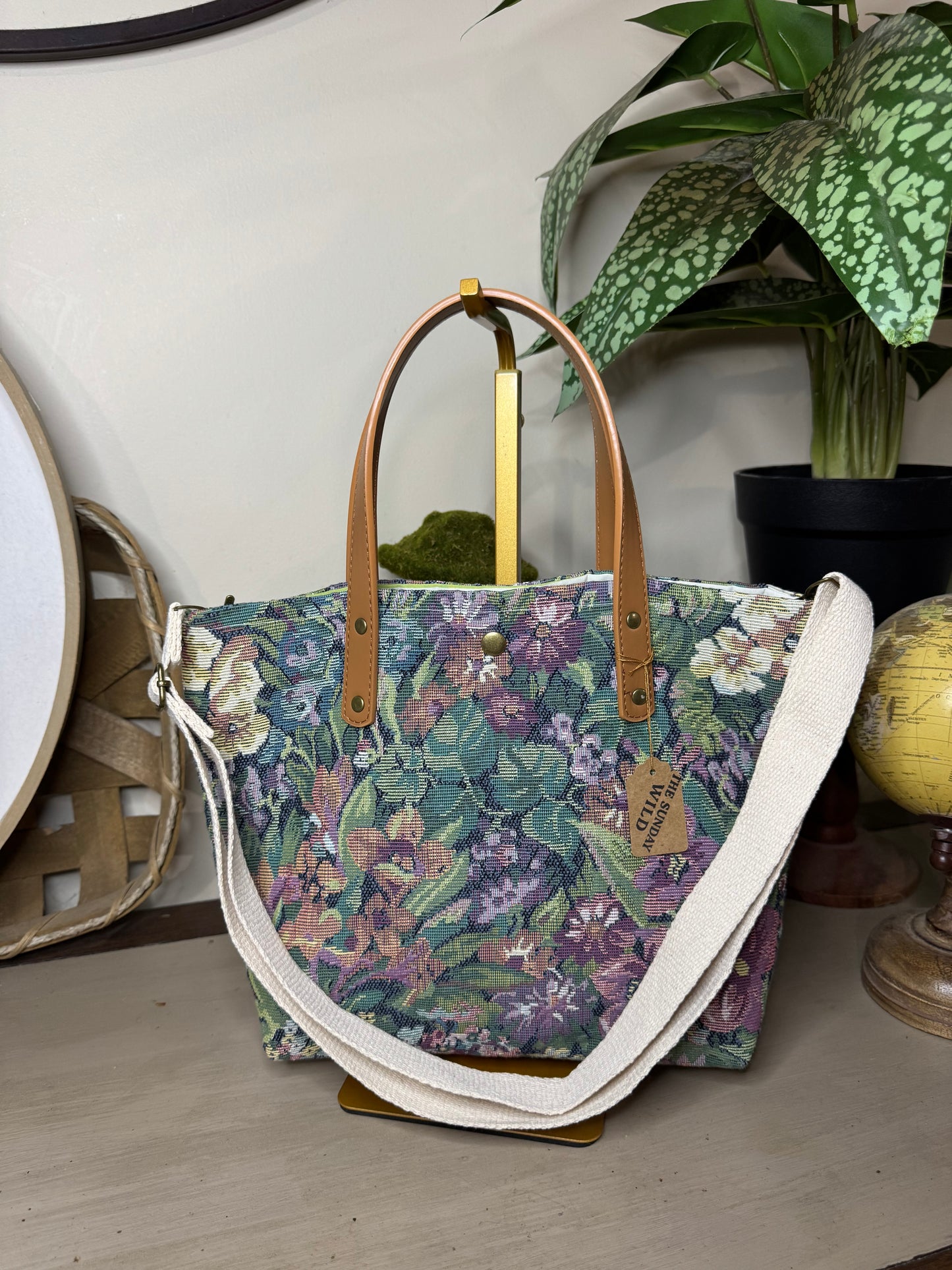 Floral Tapestry - Up-cycled Tote/Crossbody
