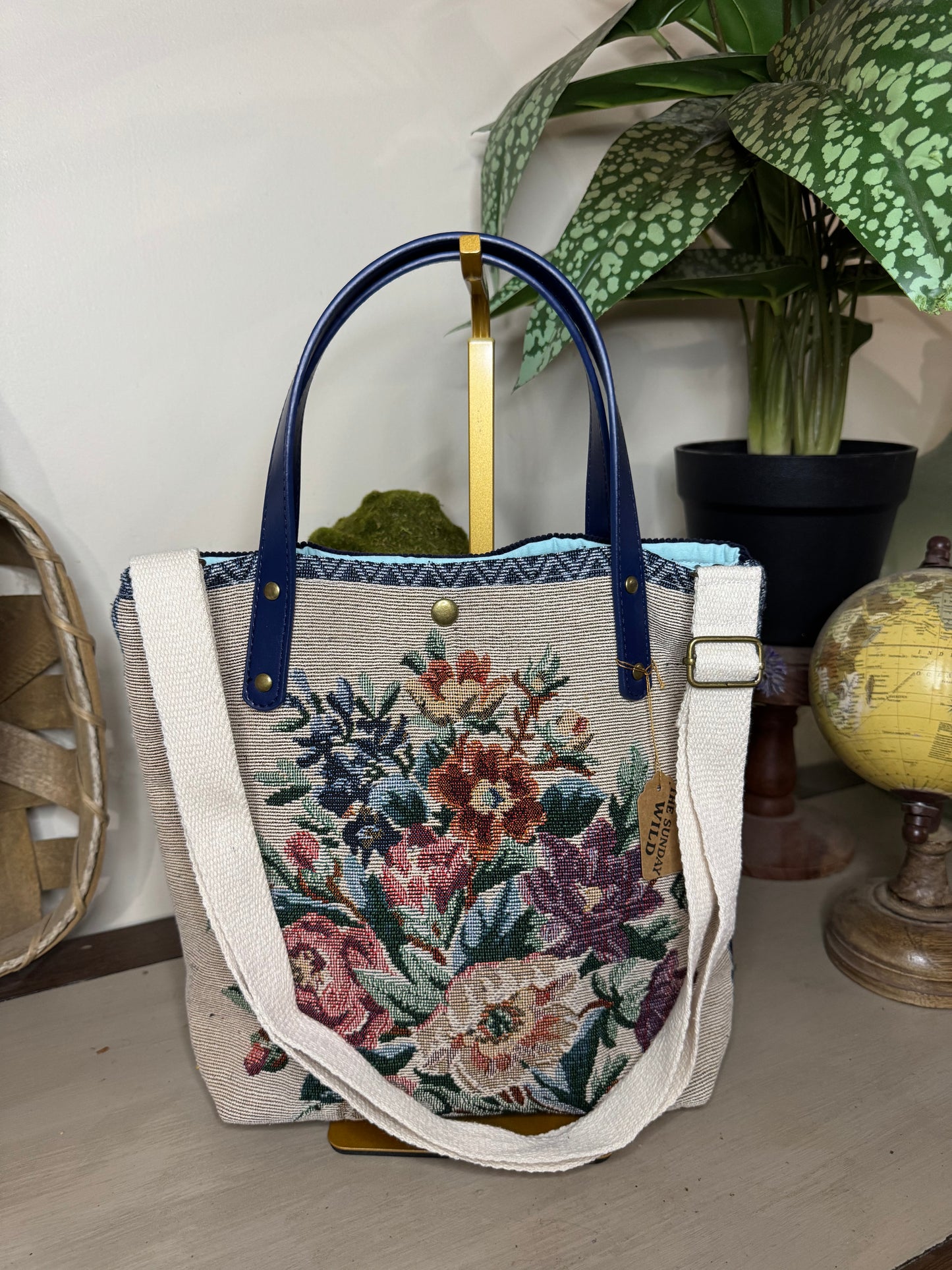 Bouquet Tapestry - Up-cycled Tote/Crossbody