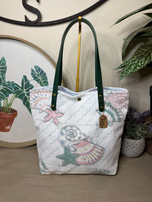Seashell Terrycloth - Up-cycled Tote