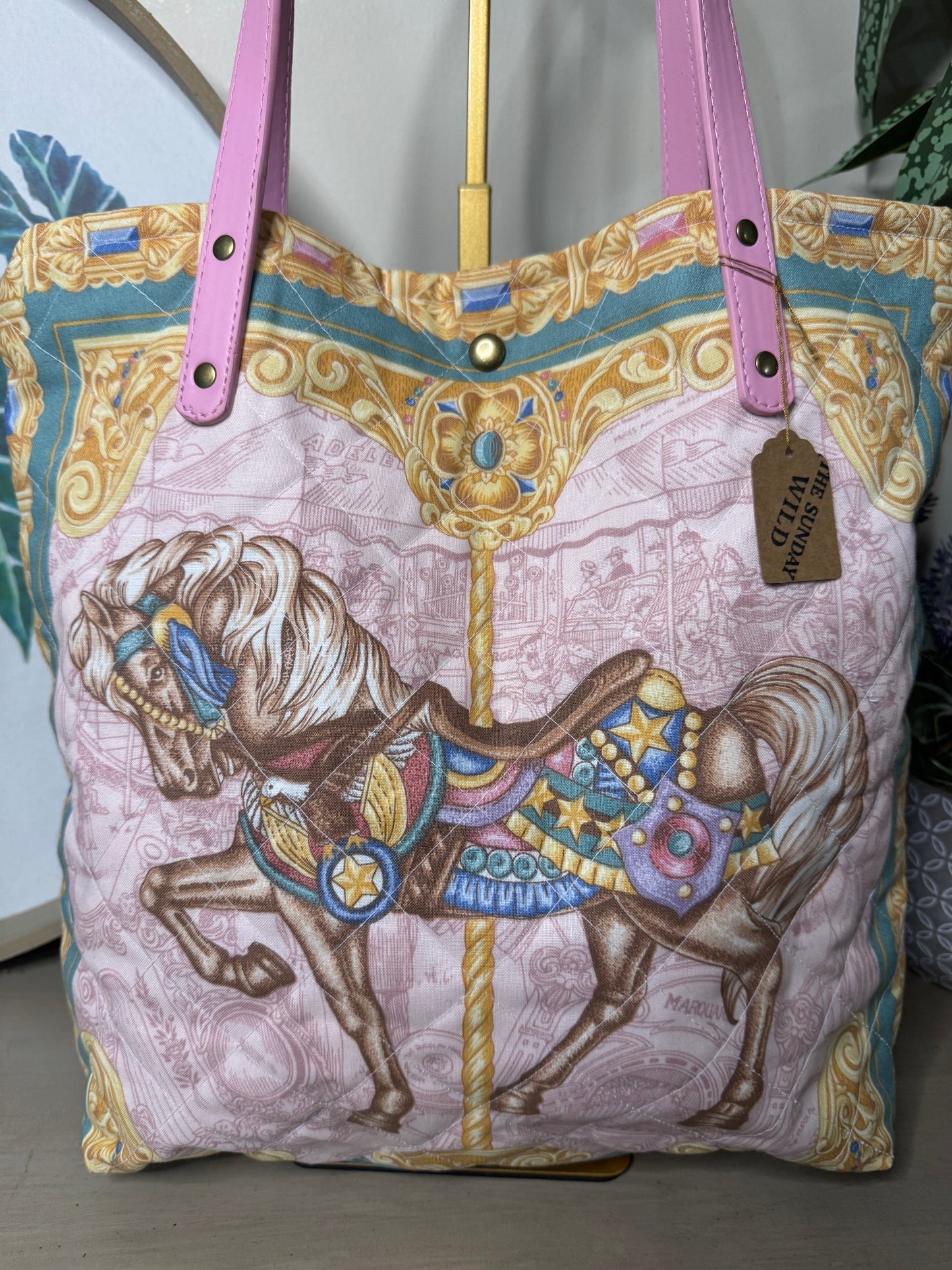Vintage Carousel - Up-cycled Tote